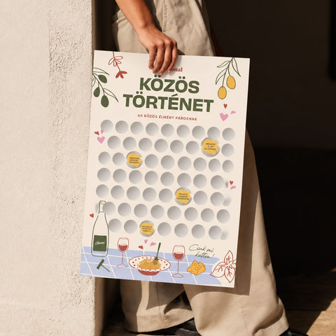 Közös Történet kaparós poszter egy kézben